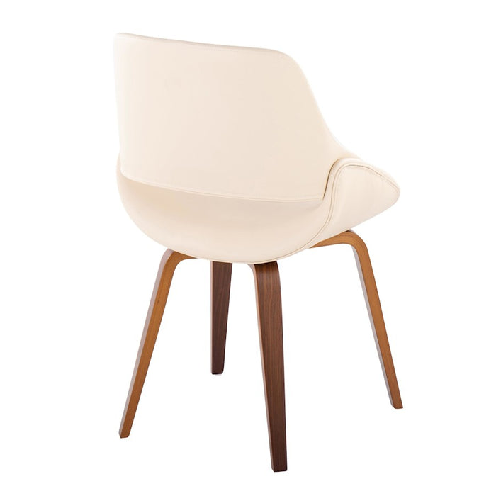 LumiSource Fabrizzi Chair, Set of 2, Walnut Wood/Cream PU