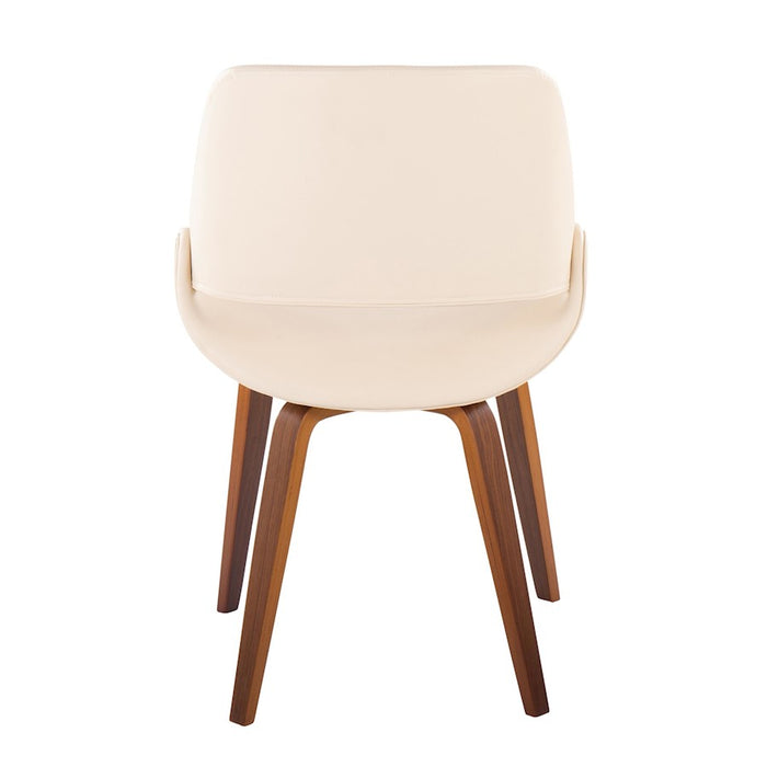 LumiSource Fabrizzi Chair, Set of 2, Walnut Wood/Cream PU