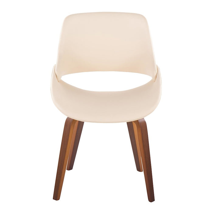 LumiSource Fabrizzi Chair, Set of 2, Walnut Wood/Cream PU