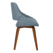 LumiSource Fabrizzi Dining/Accent Chair Set of 2 | Mid-Century Walnut and Blue Fabric | Dining Room & Living Room Seating | Model CH-FBCONLWLBU2