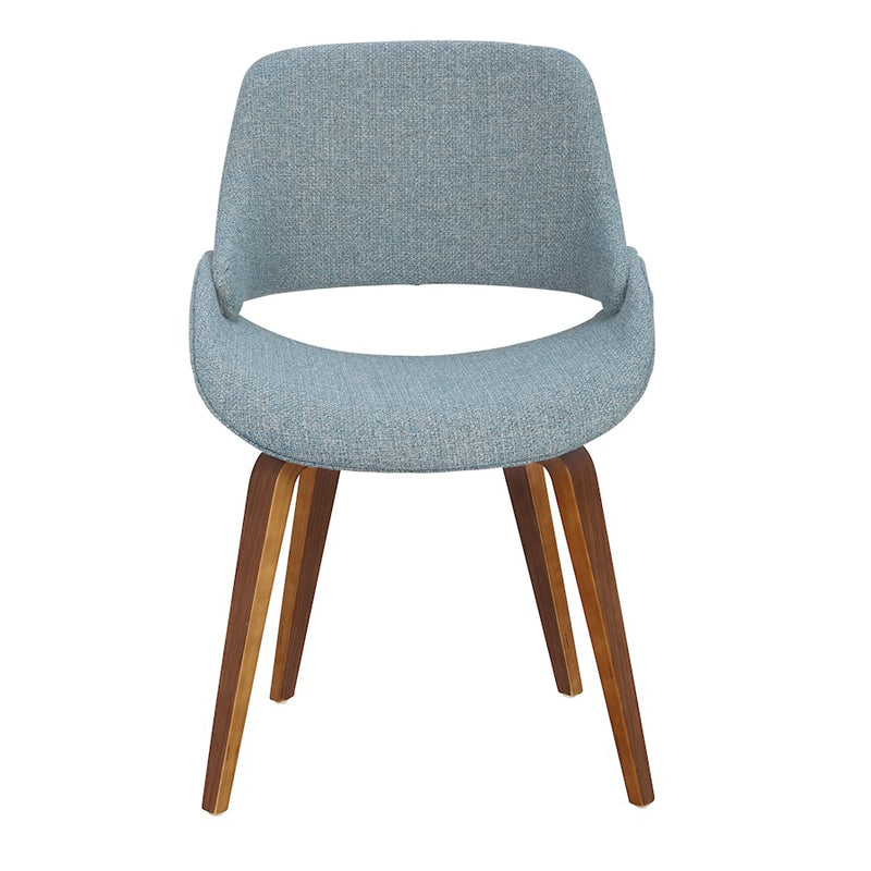 LumiSource Fabrizzi Dining/Accent Chair Set of 2 | Mid-Century Walnut and Blue Fabric | Dining Room & Living Room Seating | Model CH-FBCONLWLBU2