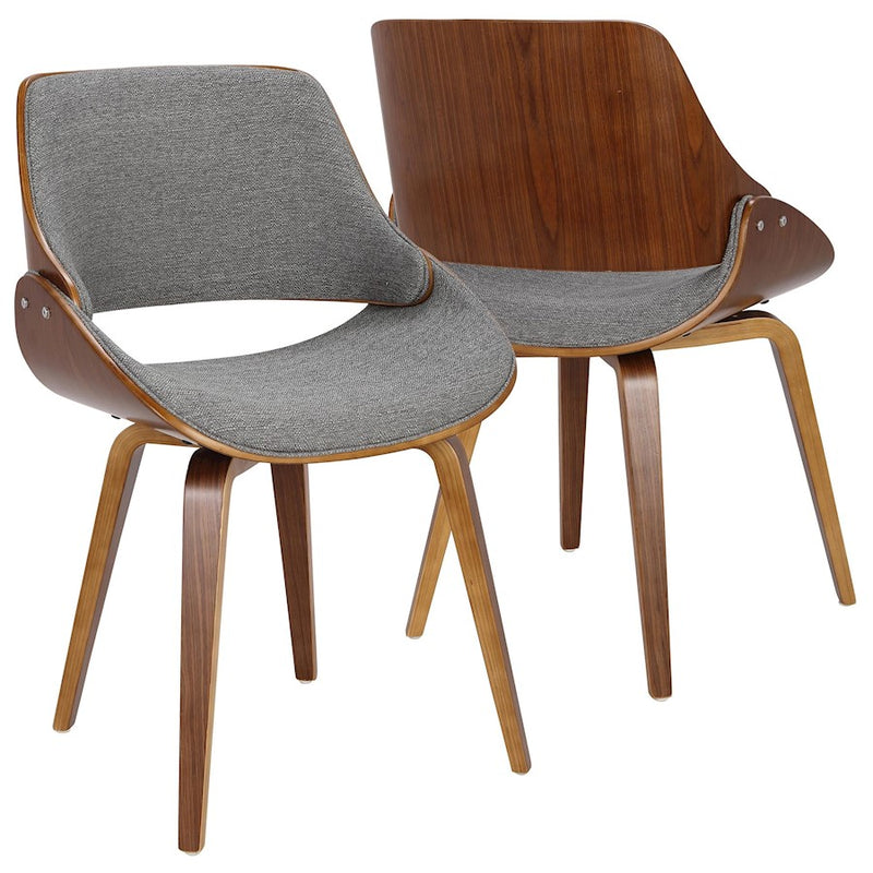 LumiSource Fabrizzi Dining/Accent Chair | Walnut & Grey Fabric Bentwood | Kitchen & Living Room Seating | 21 x 21.5 x 32.25 in | Model CH-FBZZNLWL-GY