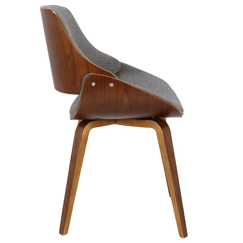 LumiSource Fabrizzi Dining/Accent Chair | Walnut & Grey Fabric Bentwood | Kitchen & Living Room Seating | 21 x 21.5 x 32.25 in | Model CH-FBZZNLWL-GY