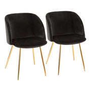 LumiSource Fran Dining/Accent Chair | Gold Metal & Black Velvet | Dining Room & Living Room Seating | 23 x 21 x 32 in | Model CH-FRANAU-BK2