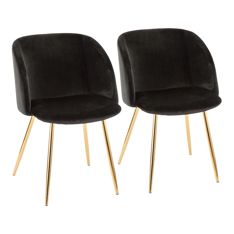 LumiSource Fran Dining/Accent Chair | Gold Metal & Black Velvet | Dining Room & Living Room Seating | 23 x 21 x 32 in | Model CH-FRANAU-BK2