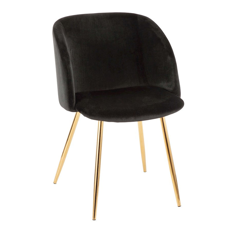 LumiSource Fran Dining/Accent Chair | Gold Metal & Black Velvet | Dining Room & Living Room Seating | 23 x 21 x 32 in | Model CH-FRANAU-BK2
