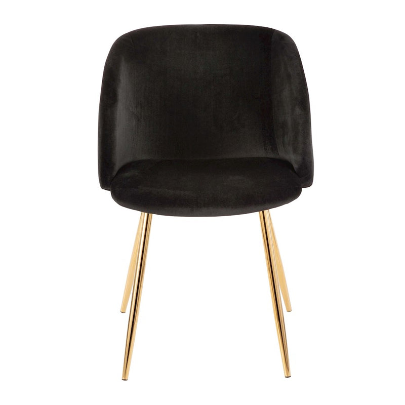 LumiSource Fran Dining/Accent Chair | Gold Metal & Black Velvet | Dining Room & Living Room Seating | 23 x 21 x 32 in | Model CH-FRANAU-BK2