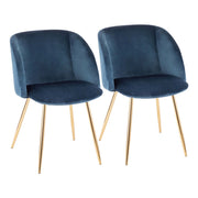 LumiSource Fran Chair Set of 2 | Gold Metal and Blue Velvet | Dining Room & Accent Seating | 21 x 23 x 32 in, Seat H 18.5 in | Model CH-FRANAU-BU2