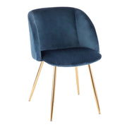 LumiSource Fran Chair Set of 2 | Gold Metal and Blue Velvet | Dining Room & Accent Seating | 21 x 23 x 32 in, Seat H 18.5 in | Model CH-FRANAU-BU2