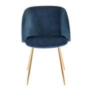 LumiSource Fran Chair Set of 2 | Gold Metal and Blue Velvet | Dining Room & Accent Seating | 21 x 23 x 32 in, Seat H 18.5 in | Model CH-FRANAU-BU2