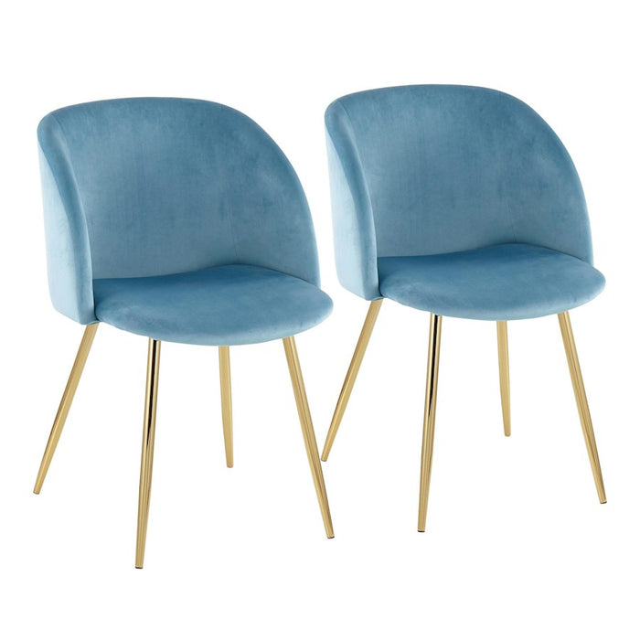 LumiSource Fran Chair, Set of 2 in Gold Steel/Light Blue Velvet - CH-FRANAUVLBU2