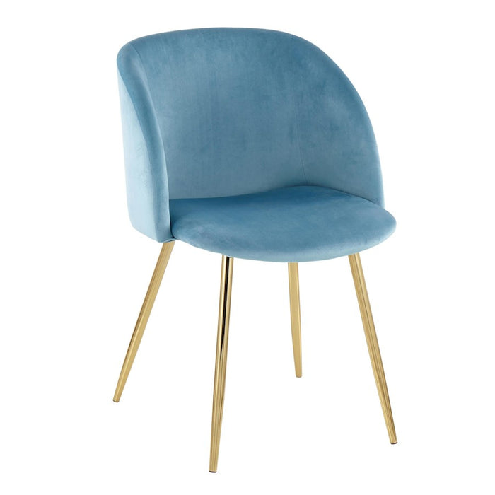 LumiSource Fran Chair, Set of 2 in Gold Steel/Light Blue Velvet