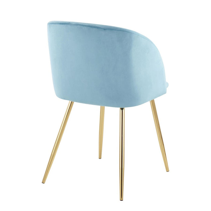 LumiSource Fran Chair, Set of 2 in Gold Steel/Light Blue Velvet