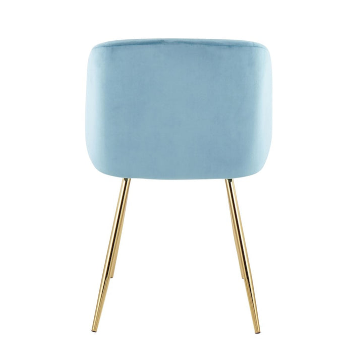 LumiSource Fran Chair, Set of 2 in Gold Steel/Light Blue Velvet