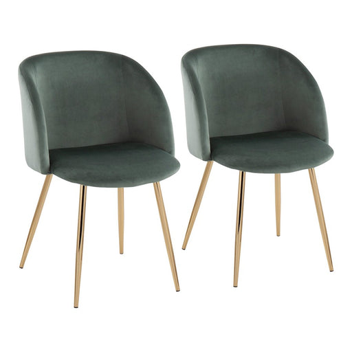LumiSource Fran Chair, Set of 2 in Gold Metal/Sage Green Velvet - CH-FRANAUVLGN2