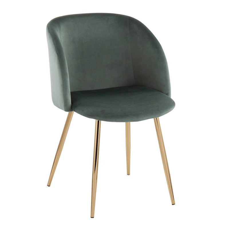 LumiSource Fran Chair, Set of 2 in Gold Metal/Sage Green Velvet