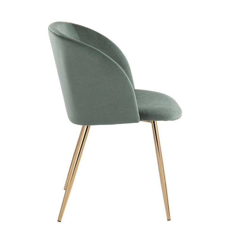 LumiSource Fran Chair, Set of 2 in Gold Metal/Sage Green Velvet