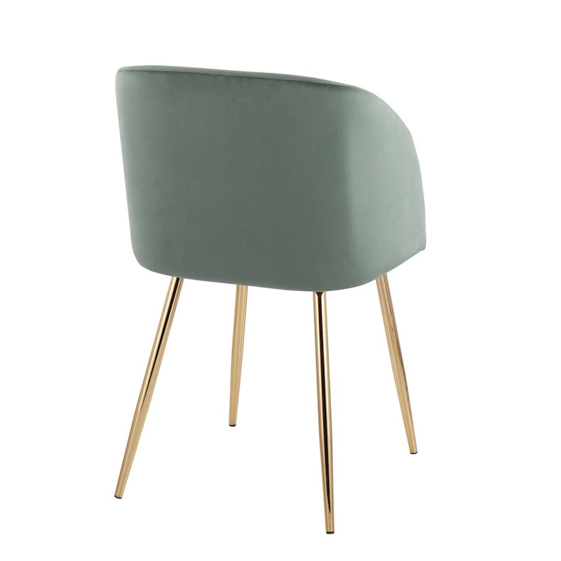 LumiSource Fran Chair, Set of 2 in Gold Metal/Sage Green Velvet