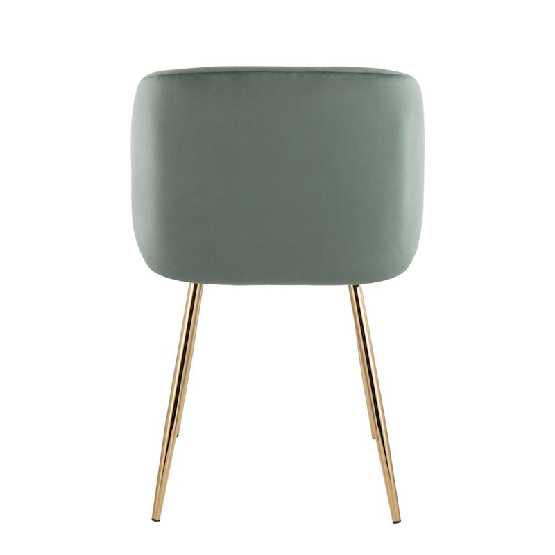 LumiSource Fran Chair, Set of 2 in Gold Metal/Sage Green Velvet