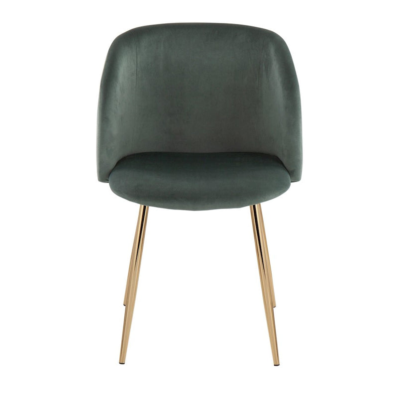 LumiSource Fran Chair, Set of 2 in Gold Metal/Sage Green Velvet