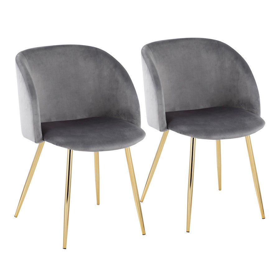 LumiSource Fran Chair, Set of 2 in Gold Steel/Silver Velvet - CH-FRANAUVSV2