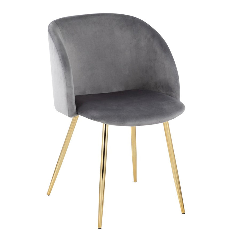 LumiSource Fran Chair Set of 2 | Gold Steel and Silver Velvet | Dining Room & Accent Seating | 21 x 23 x 32 in, Seat H 18.5 in | Model CH-FRANAUVSV2