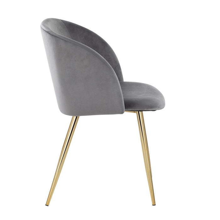LumiSource Fran Chair, Set of 2 in Gold Steel/Silver Velvet