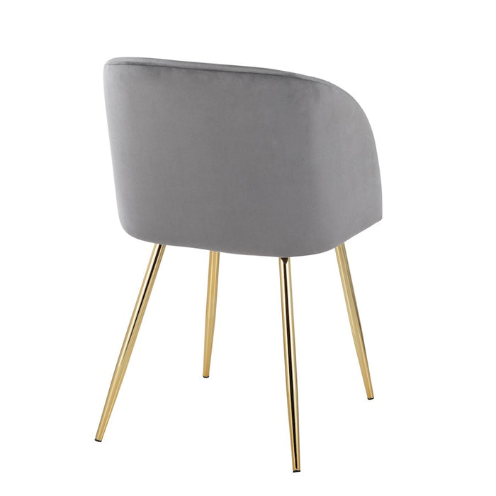 LumiSource Fran Chair, Set of 2 in Gold Steel/Silver Velvet
