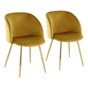 LumiSource Fran Chair, Set of 2 in Gold Metal/Chartreuse Velvet - CH-FRANAUYG2