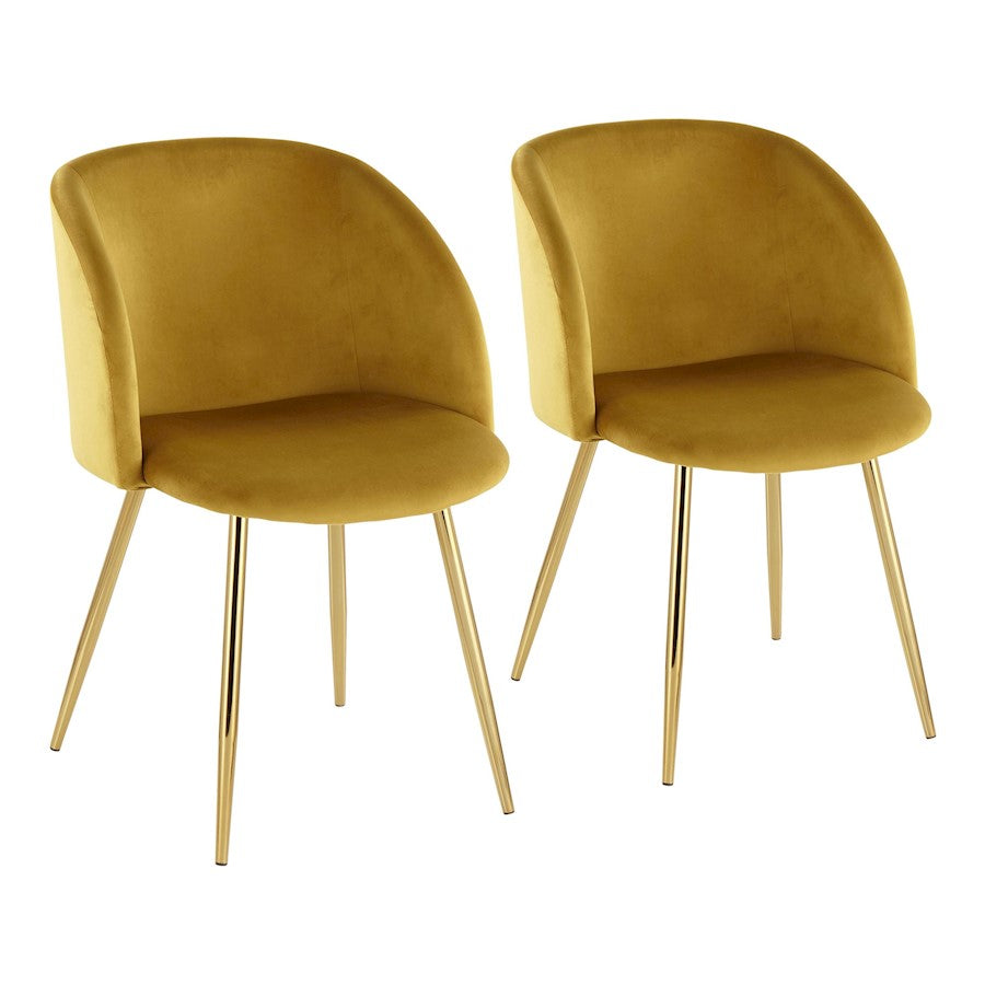 LumiSource Fran Chair, Set of 2 in Gold Metal/Chartreuse Velvet - CH-FRANAUYG2