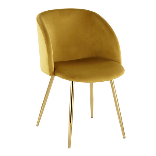 LumiSource Fran Chair, Set of 2 in Gold Metal/Chartreuse Velvet
