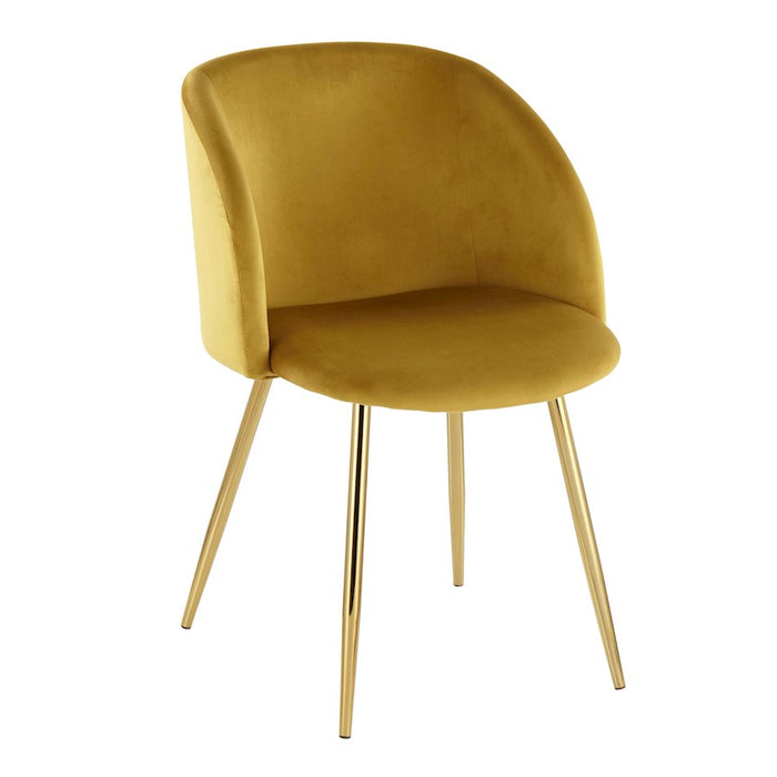 LumiSource Fran Chair, Set of 2 in Gold Metal/Chartreuse Velvet