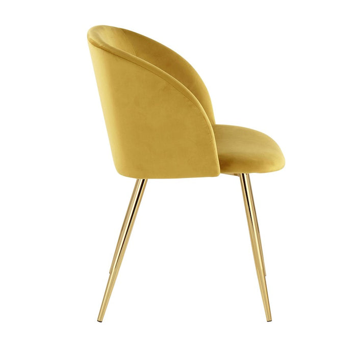 LumiSource Fran Chair, Set of 2 in Gold Metal/Chartreuse Velvet