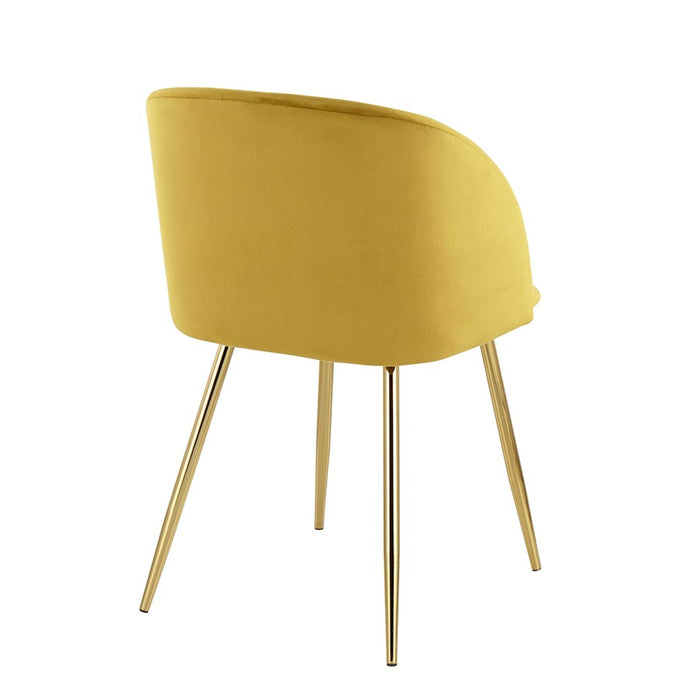 LumiSource Fran Chair, Set of 2 in Gold Metal/Chartreuse Velvet