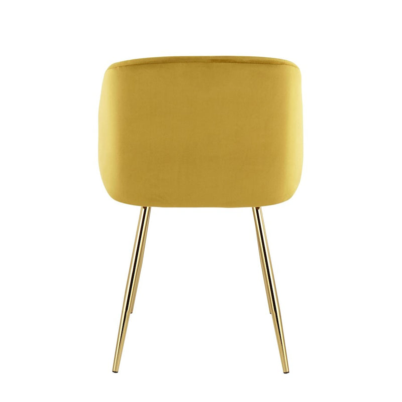 LumiSource Fran Chair, Set of 2 in Gold Metal/Chartreuse Velvet