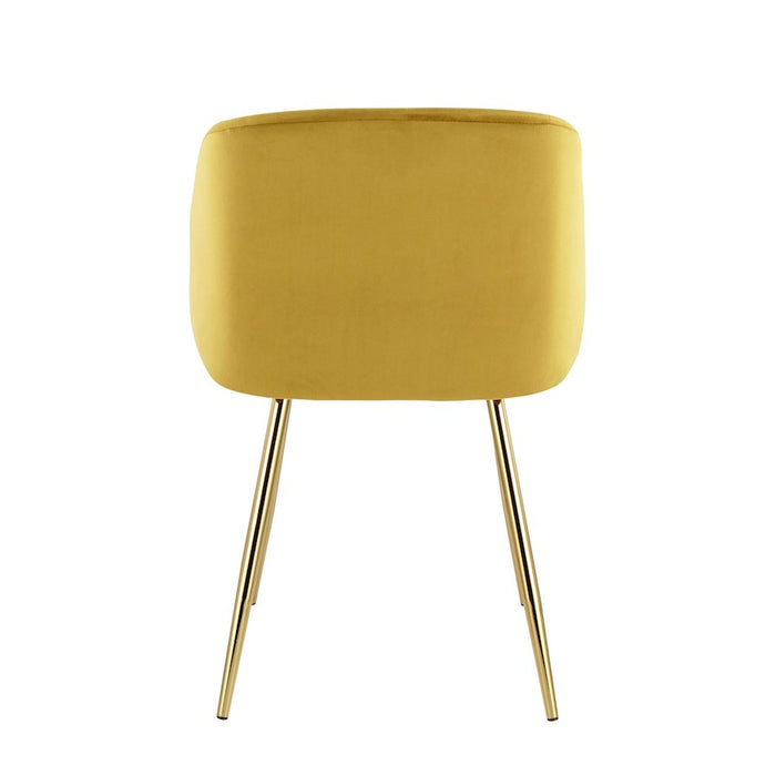 LumiSource Fran Chair, Set of 2 in Gold Metal/Chartreuse Velvet