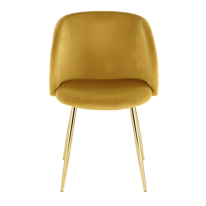 LumiSource Fran Chair, Set of 2 in Gold Metal/Chartreuse Velvet