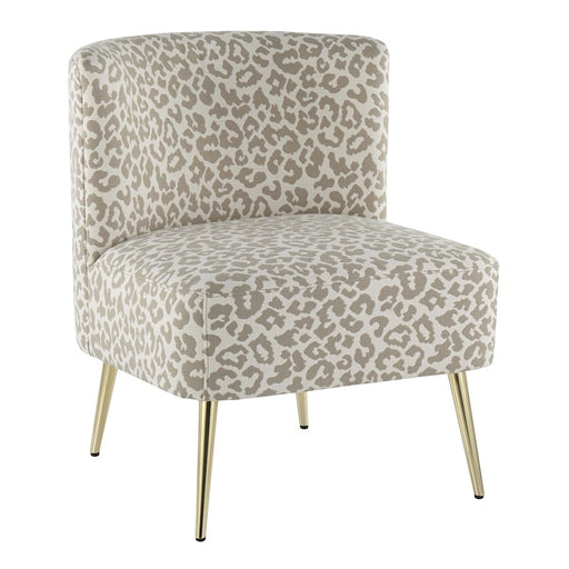 LumiSource Fran Slipper Chair in Gold Steel/Tan Leopard Fabric - CH-FRANLEPAUTN