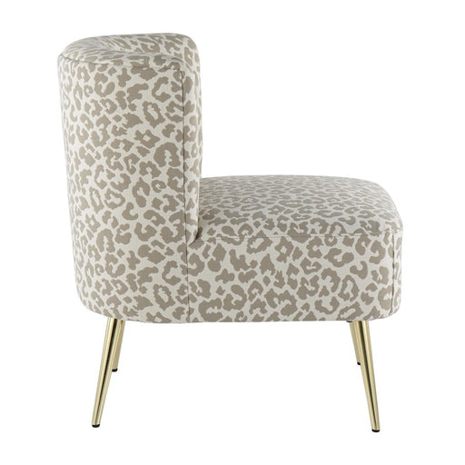 LumiSource Fran Slipper Chair in Gold Steel/Tan Leopard Fabric