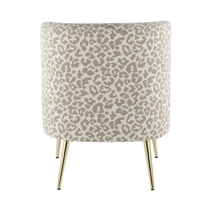 LumiSource Fran Slipper Chair in Gold Steel/Tan Leopard Fabric