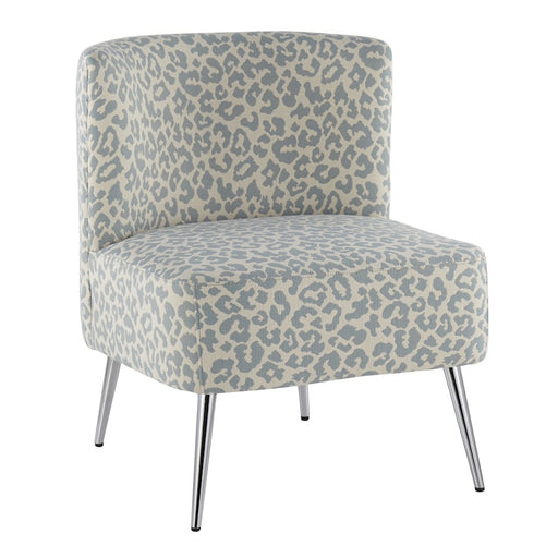 LumiSource Fran Slipper Chair in Chrome/Blue Leopard Fabric - CH-FRANLEPBU