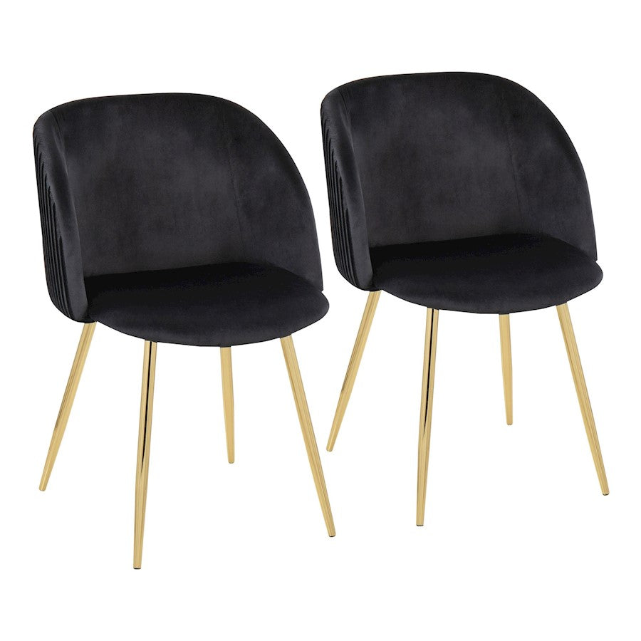 LumiSource Fran Pleated Chair, Set of 2, Gold/Black Velvet - CH-FRANPLTAUVBK2