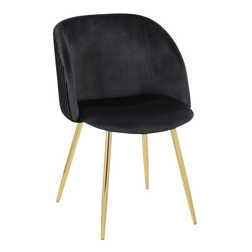 LumiSource Fran Pleated Chair, Set of 2, Gold/Black Velvet