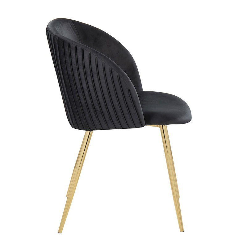 LumiSource Fran Pleated Chair, Set of 2, Gold/Black Velvet