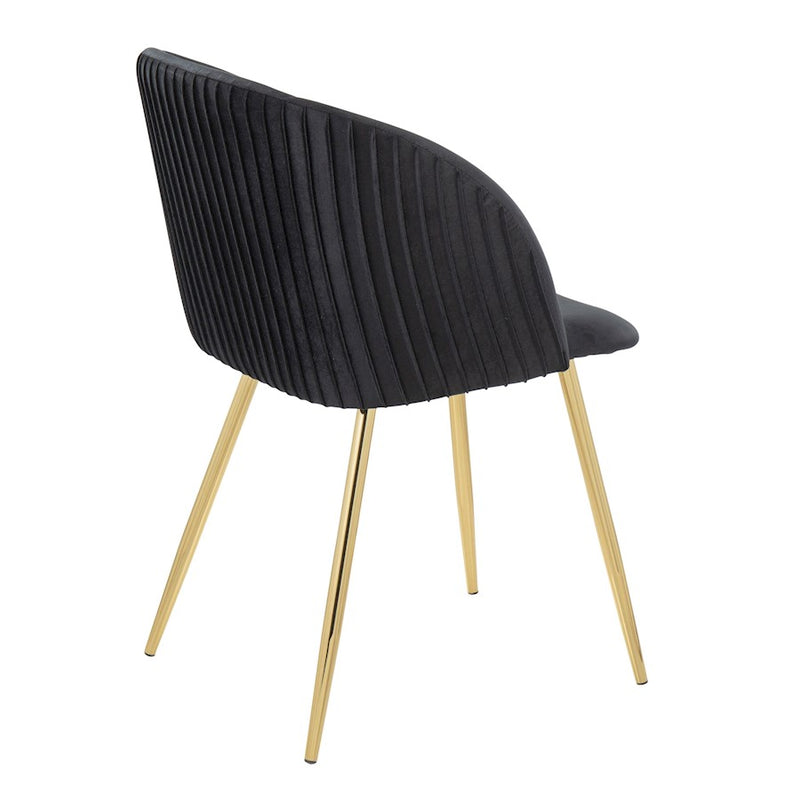 LumiSource Fran Pleated Chair, Set of 2, Gold/Black Velvet
