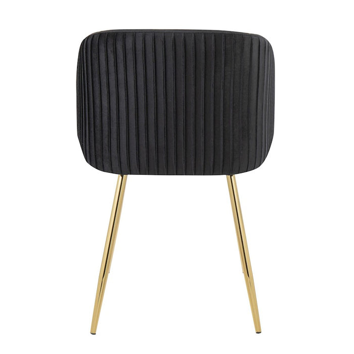LumiSource Fran Pleated Chair, Set of 2, Gold/Black Velvet