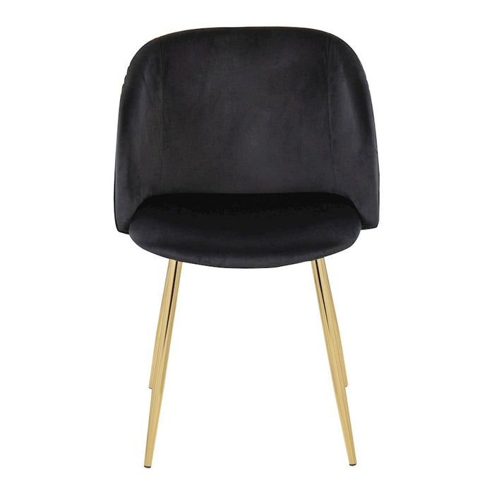 LumiSource Fran Pleated Chair, Set of 2, Gold/Black Velvet