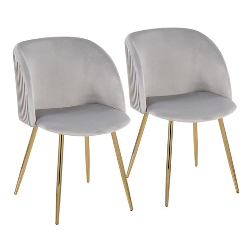 LumiSource Fran Pleated Chair, Set of 2, Gold/Silver Velvet - CH-FRANPLTAUVSV2