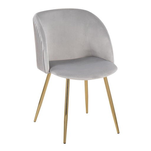 LumiSource Fran Pleated Chair, Set of 2, Gold/Silver Velvet
