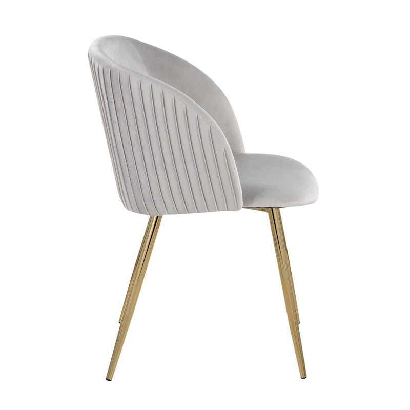 LumiSource Fran Pleated Chair, Set of 2, Gold/Silver Velvet